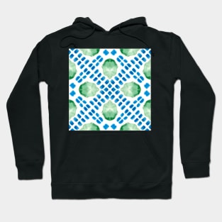 Turquoise and Fresh green garden stepping stones and leaves set in a mosaic tile Hoodie